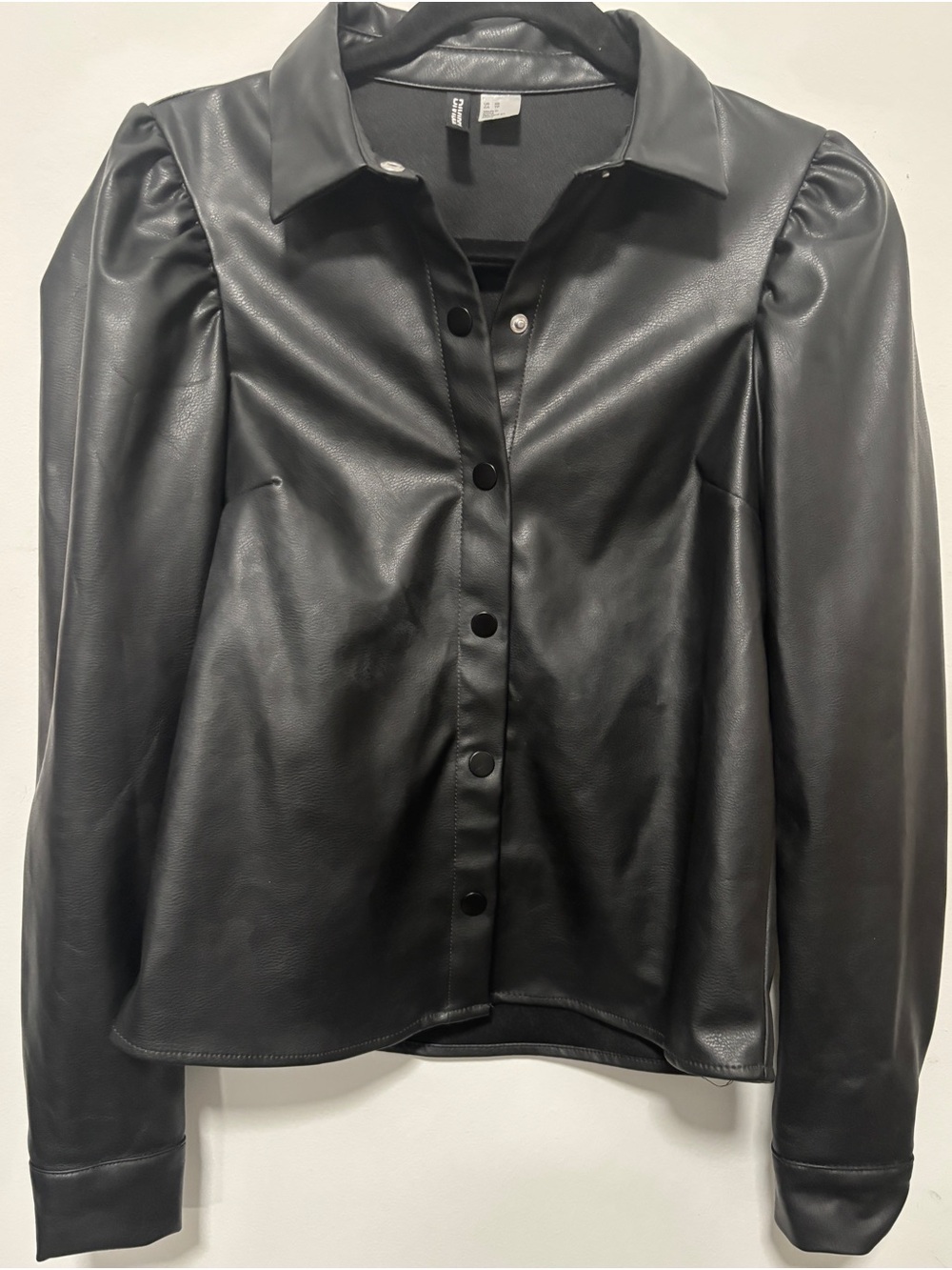 Divided X H&M Black Vegan Leather Long Sleeve Women’s Shirt XS